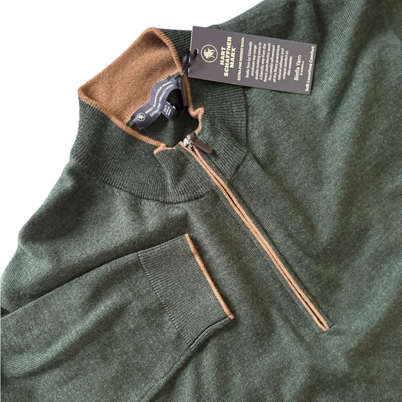 NWT Hart Schaffner Marx Merino Wool Pine 1/4 Zip Big & Tall 2XLT - Picture 1 of 10
